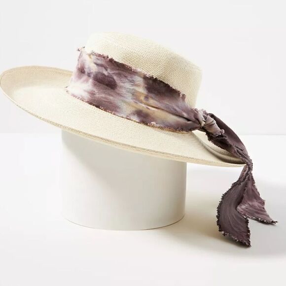 Anthropologie Tie-Dye Trimmed Straw Rancher - Picture 9 of 13